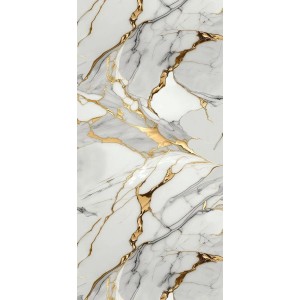 Hochglanz Wandpaneel Aurora-Gold in Marmor-Optik für Bad & Küche, 122x244cm.