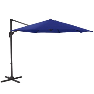 Blauer Svita Ampelschirm aus Aluminium für Garten und Terrasse.