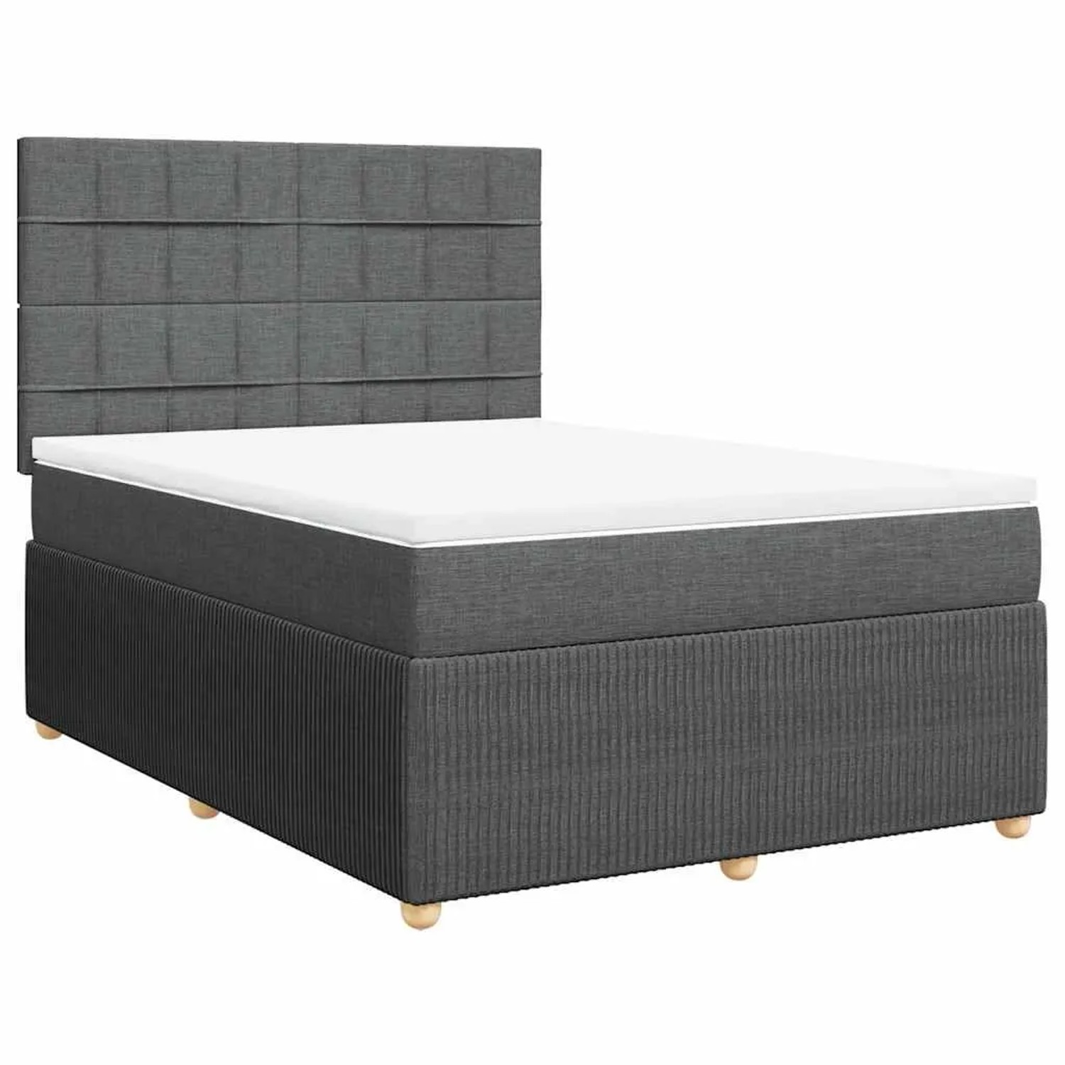 vidaXL Boxspringbett mit Matratze Dunkelgrau 160x200 cm Stoff 3292108