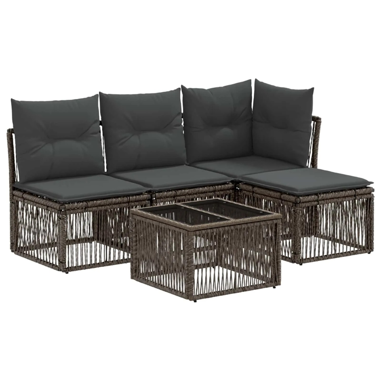 vidaXL Gartensofa-Set 5-Tlg Grau Poly-Rattan 3434189