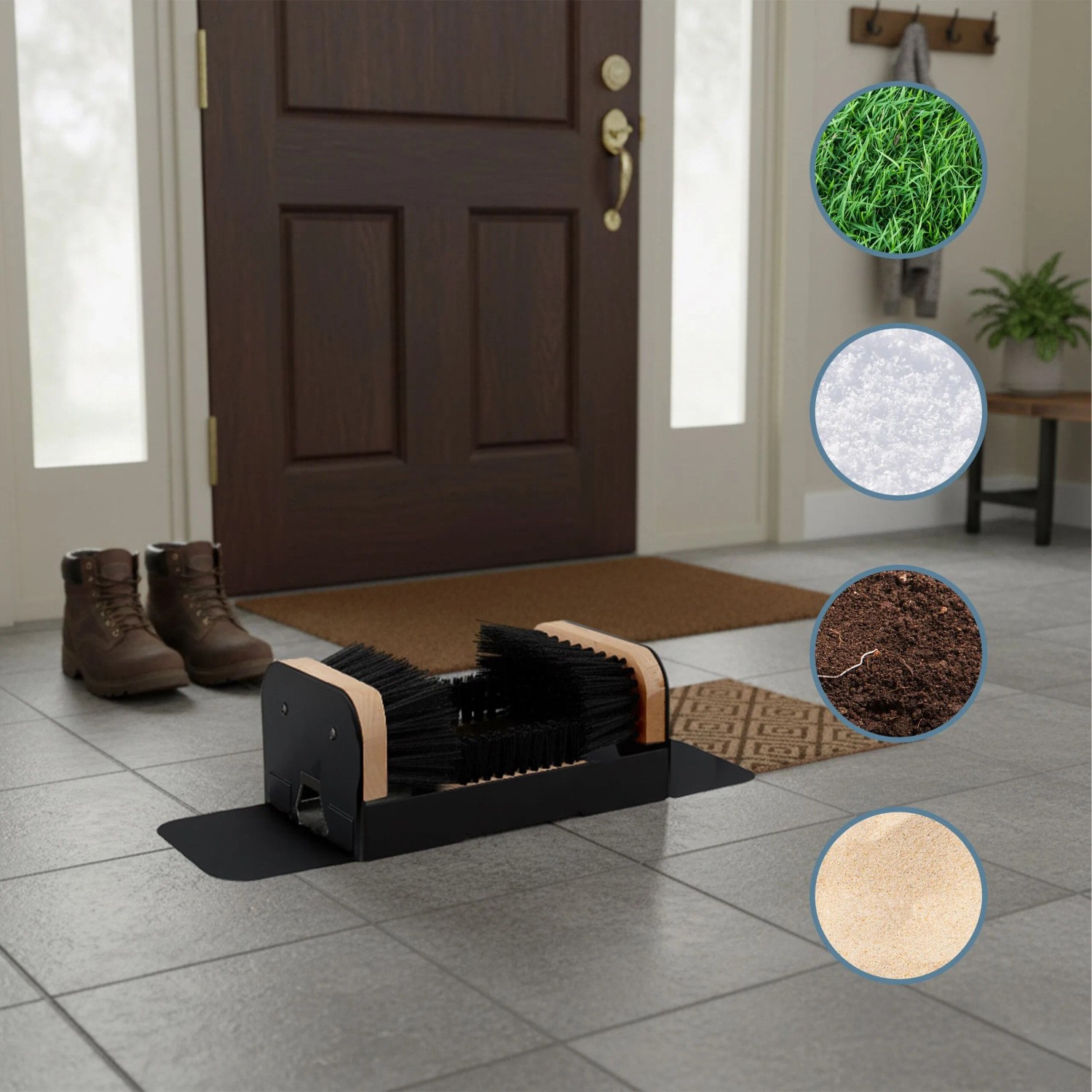 Relaxdays Schuhabstreifer Holz Schwarz Natur Rutschfest 11 cm x 23 cm x 15,5 cm 1,6 kg_5