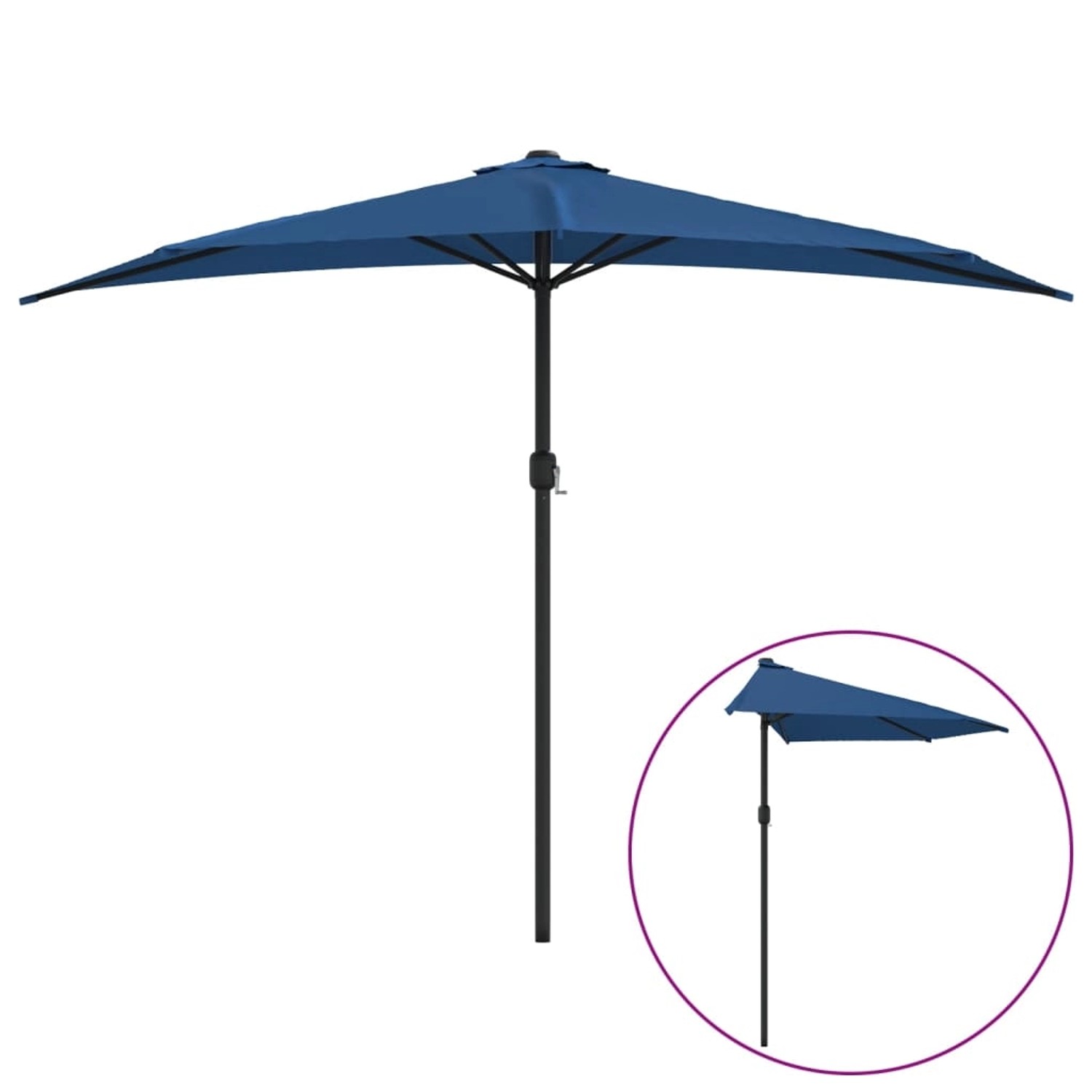 furnicato Balkon-Sonnenschirm Alu-Mast Blau 300x155x223cm Halbrund günstig online kaufen