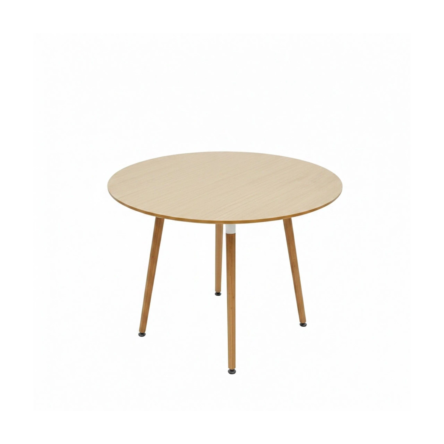 Relaxdays Esstisch Rund Bambus MDF Stahl Natur Verstellbare Füße 75 cm x 90 cm