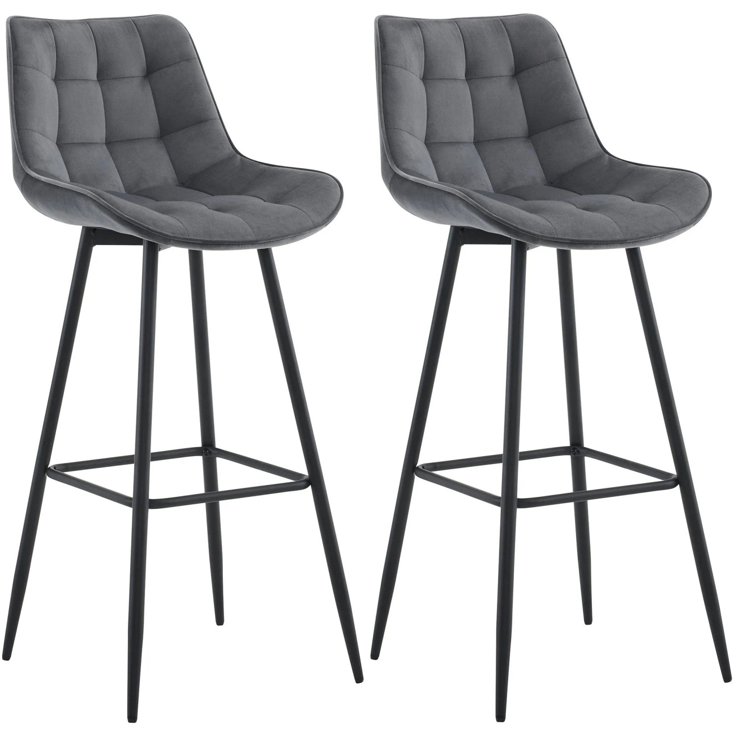 CLP 2er Set Barhocker Dartford dunkelgrau/Samt