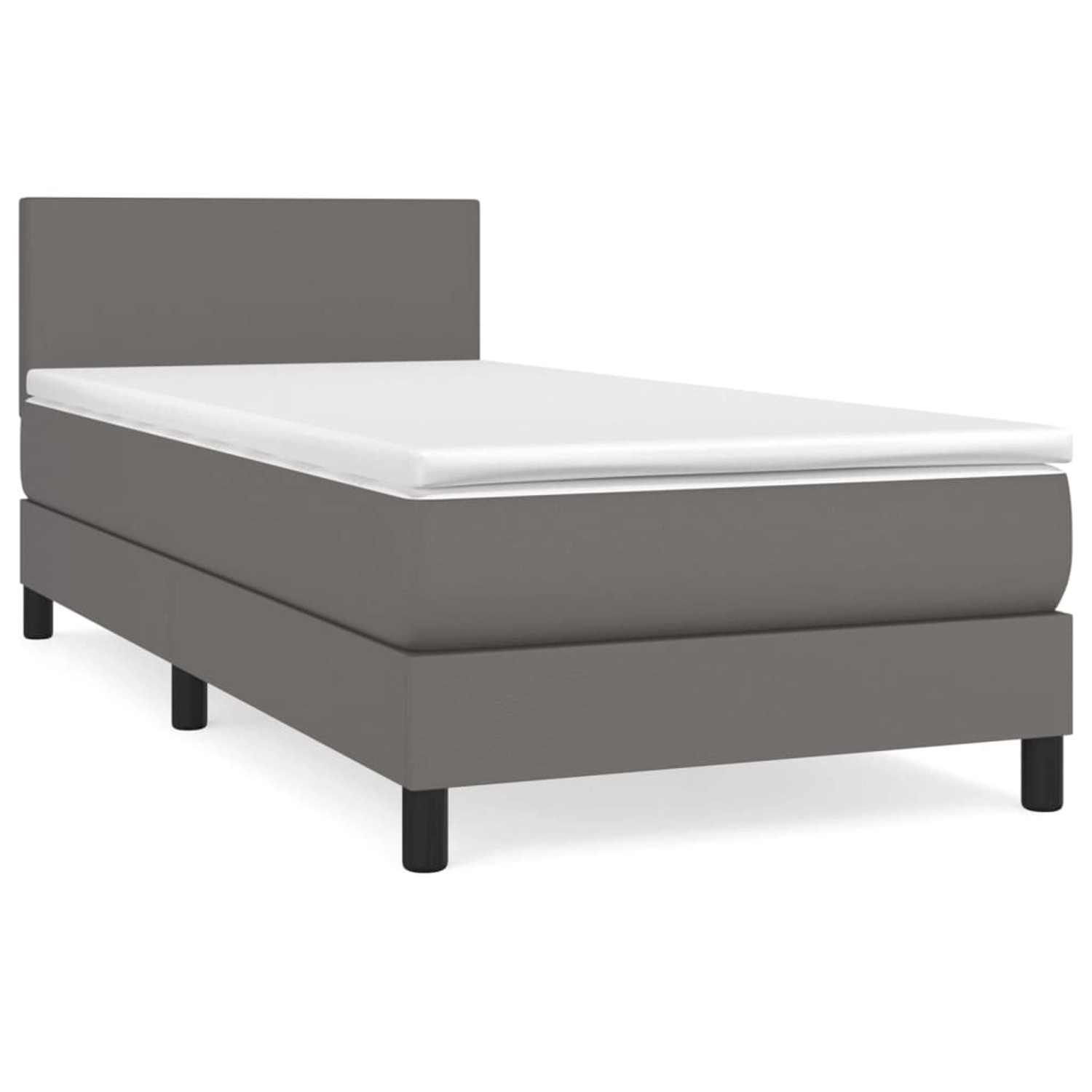 vidaXL Boxspringbett mit Matratze Grau 90x190 cm Kunstleder1389697 günstig online kaufen