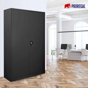 PROREGAL Flügeltürenschrank ELEPHANT Mit 2 Türen Abschließbar HxBxT 180x120x40cm 4 Ebenen Stahl Pulverbeschichtet Schwarz Spind Aktenschrank