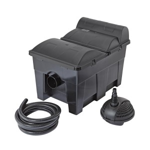Pontec MultiClear 15000 Durchlauffilter-Set für Teiche bis 15000 Liter, mit Pumpe und Schlauch.