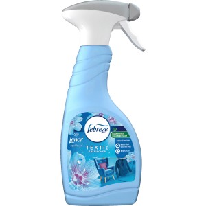 Febreze Textilerfrischer Lenor Aprilfrisch 500ml, blaue Sprühflasche.
