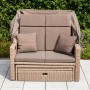 Gartenbank Rimini Natur mit Hülle, Lounge-Gartenmöbel aus Polyrattan mit Kissen und verstellbarer Rückenlehne.