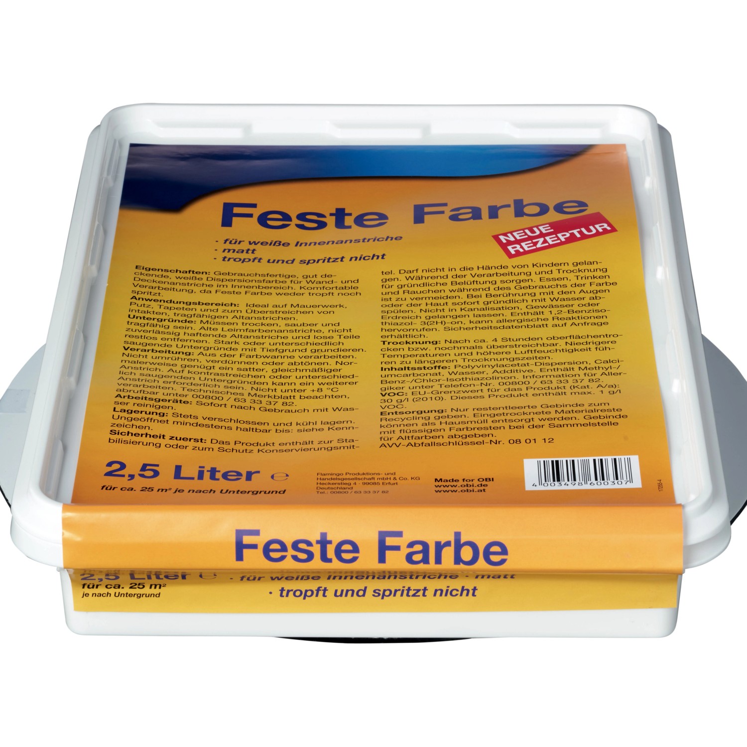 Feste Farbe Weiß matt 2,5  l