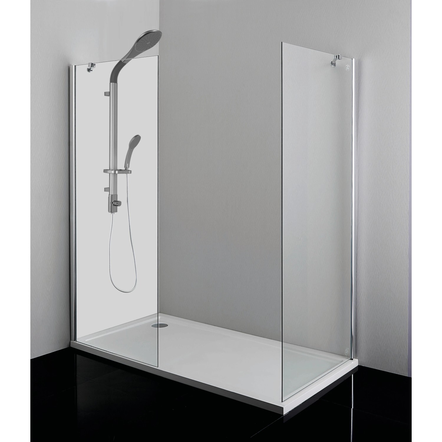 Sanoflex Seitenwand, 6 mm Glas, Chromprofil, 95x195 cm, für Duschkabinen.