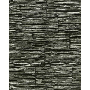 Schwarze Steintapete mit Naturstein-Optik, hochwaschbar, für Wohnräume.