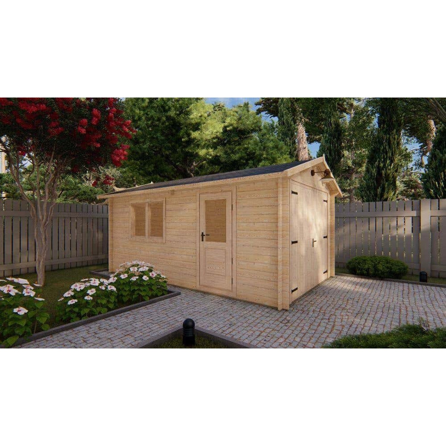 Alpholz Holzgarage Pinie 350 x 550 cm Wandstärke 28 mm