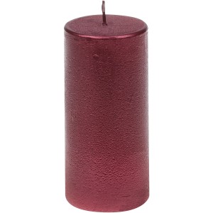 Altrote Steinhart Stumpenkerze Rustic-Glanz, 12 cm hoch, für stimmungsvolle Beleuchtung.