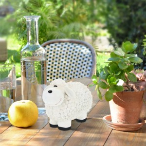 Relaxdays Gartenfigur Schaf Polyresin Weiß Wetterfest 16 cm x 21 cm x 12,5 cm 0,8 kg