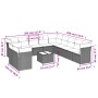 Braune 12-tlg. vidaXL Garten-Sofagarnitur aus Poly Rattan mit Kissen und Tisch.