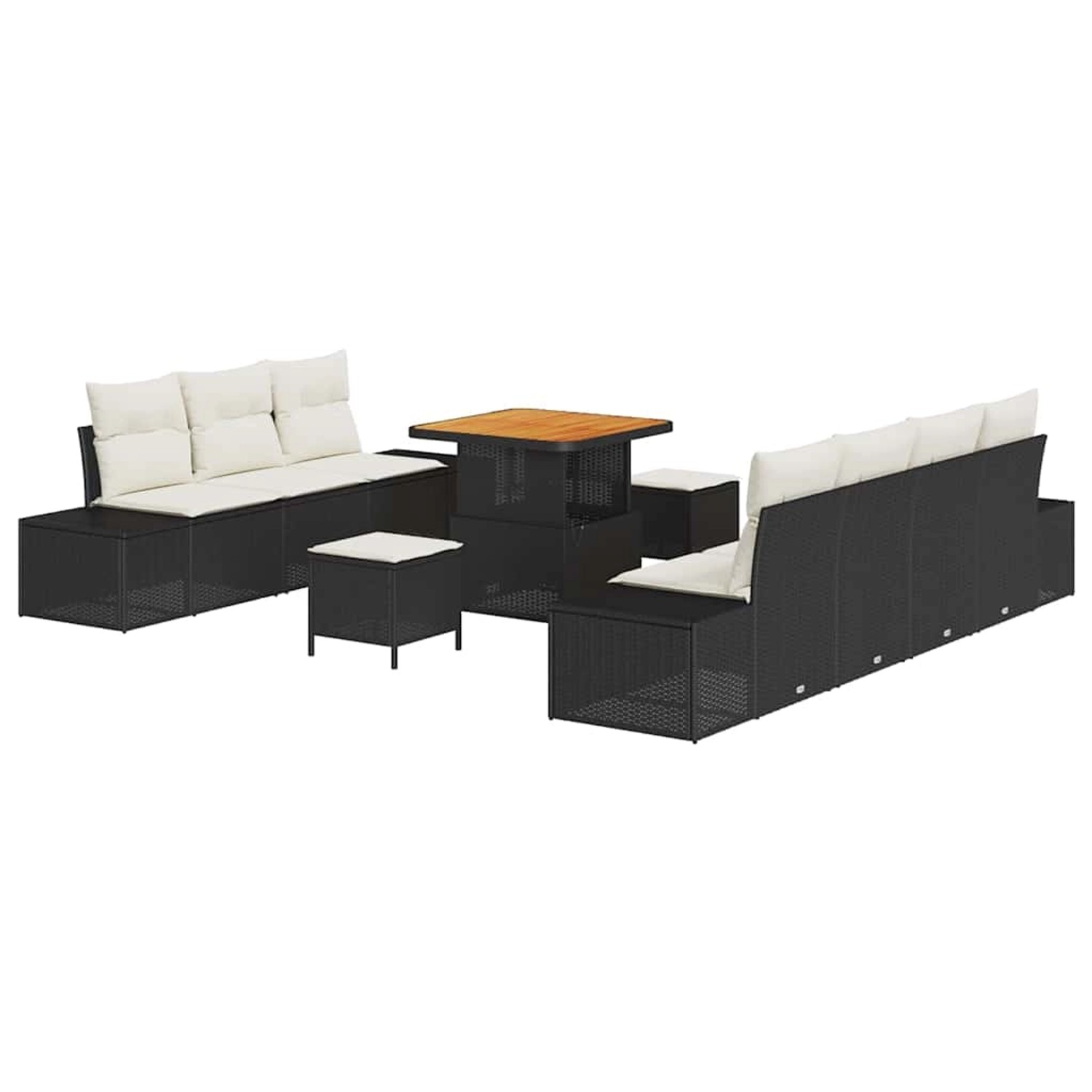vidaXL Garten-Sofa-Set mit Kissen 10-Tlg Schwarz Poly Rattan 3362745 günstig online kaufen