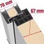 Detailansicht Sicherheits-Haustür ThermoSpace Prime Palermo: 70 mm Bautiefe, 67 mm Türblattstärke.