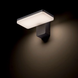 Rendl Rina LED Außenwandleuchte anthrazitgrau, Aluminiumdruckguss, IP65, warmweißes Downlight.