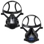 Dräger X-plore 3500 Atemschutz-Halbmaske, Größe M, in Schwarz. Zwei Ansichten zeigen Maske und Kopfbänderung.