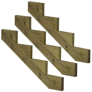 3er Set Vinuovo Treppenwange mit 4 Stufen aus KDI Holz für Außentreppen.