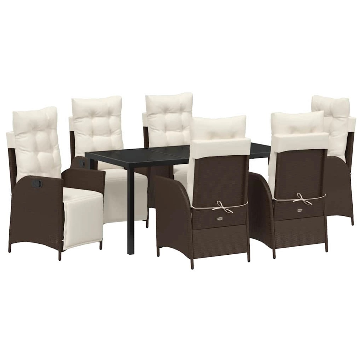 vidaXL Garten Essgruppe 7-Tlg Braun Poly Rattan 3380544 günstig online kaufen