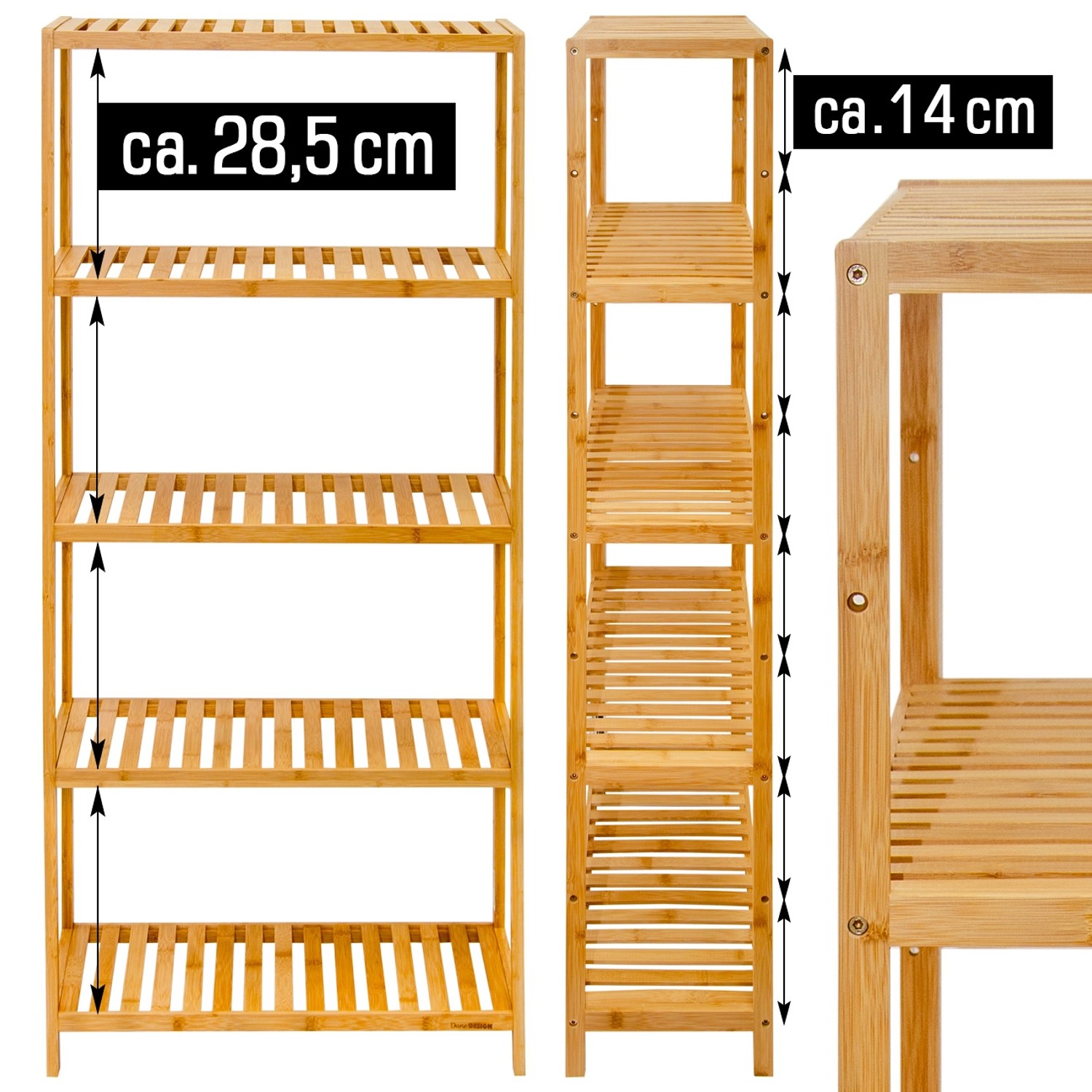 dunedesign bambus regal für das badezimmer 130 x 60 x 26 cm
