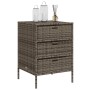 VidaXL Gartenschrank, grau, Poly Rattan mit 3 Schubladen für Gartenbedarf.