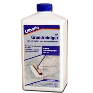 Flasche Lithofin MN Grundreiniger für Naturstein, 1 Liter. Reiniger für Natur- und Betonwerksteine.