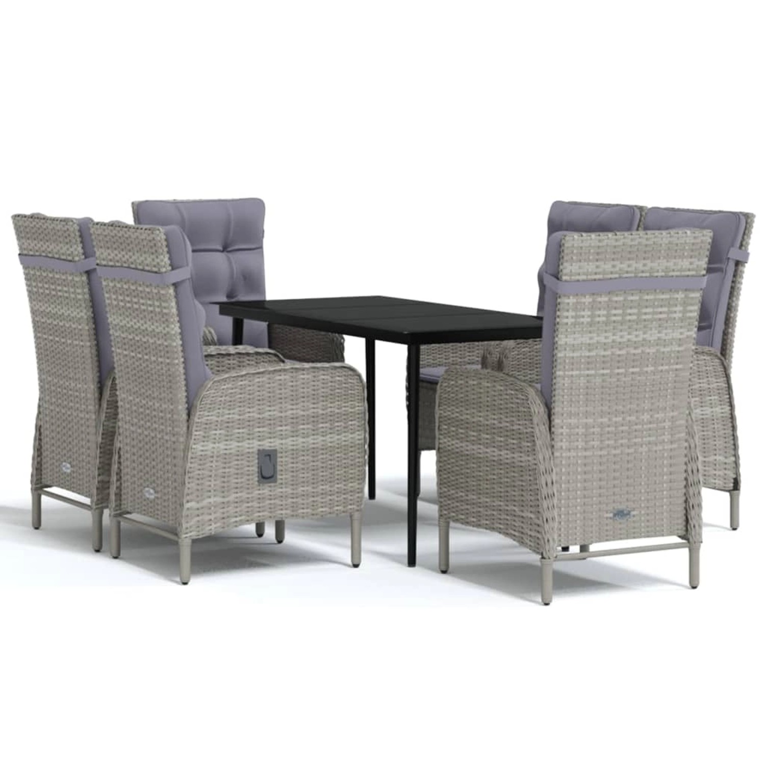 vidaXL 7-Tlg Garten-Essgruppe mit Kissen Grau und Schwarz 3099374 günstig online kaufen