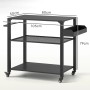 Outsunny Grillwagen aus Stahl, schwarz, 105x50x79cm, mit Ablagen und Rollen.