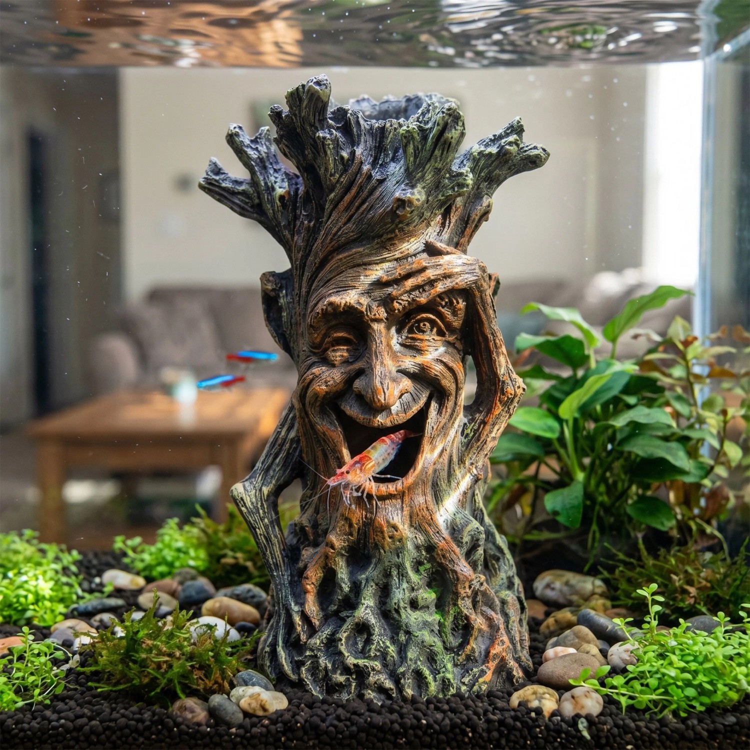 Relaxdays Aquariumdekoration Polyresin Braun Grün Ungiftig 23 cm x 12 cm x 11 cm_5