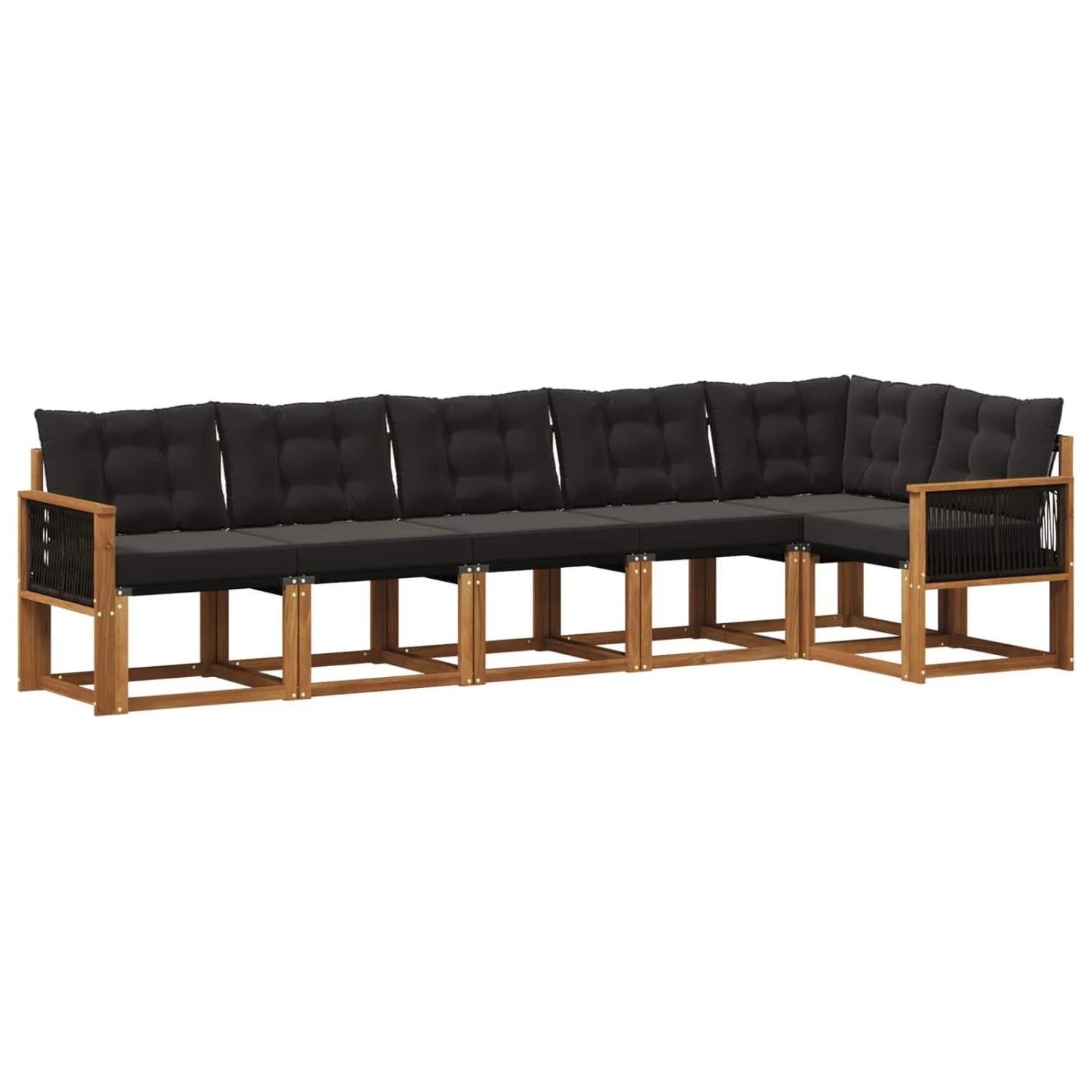 vidaXL Outdoor-Sofagarnitur mit Kissen 6 Stk Natur und Schwarz 3381984