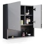 Vicco Badspiegelschrank Irma, anthrazit hochglanz, 54x55 cm, mit offenen Fächern für Badutensilien.