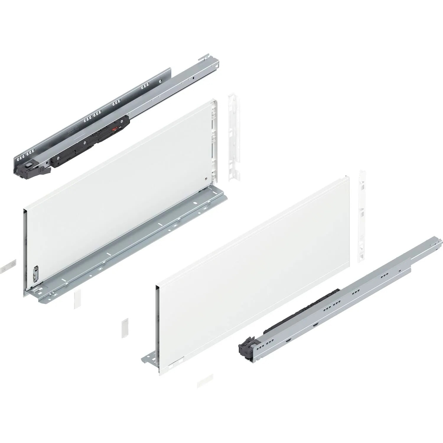 Blum Legrabox Pure Set Höhe F Tip-On Vollauszug 600 mm 70 kg Seidenweiß 1 Paar
