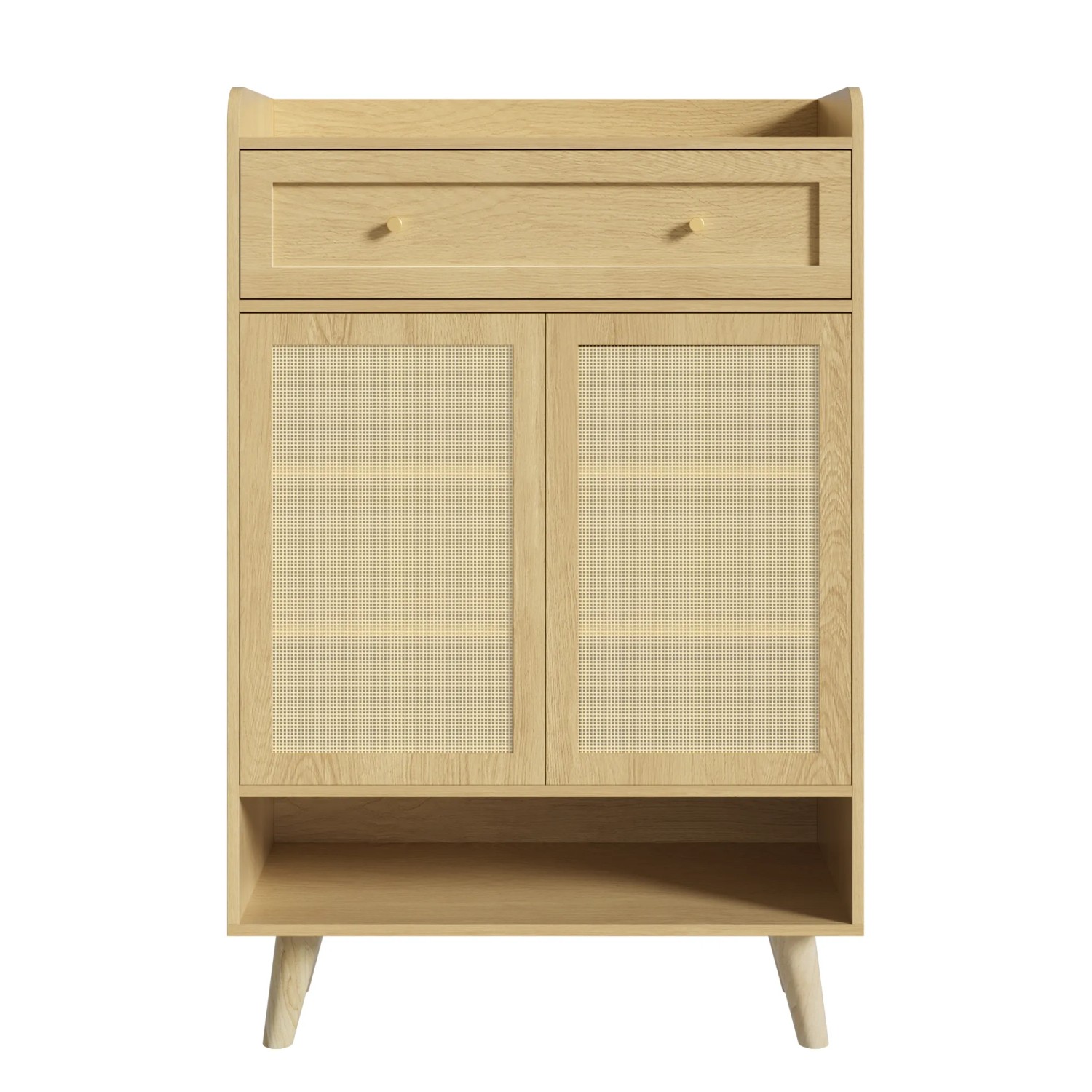 Merax Rattan Schuhschrank 80x35x105 cm 2 Türen Schublade