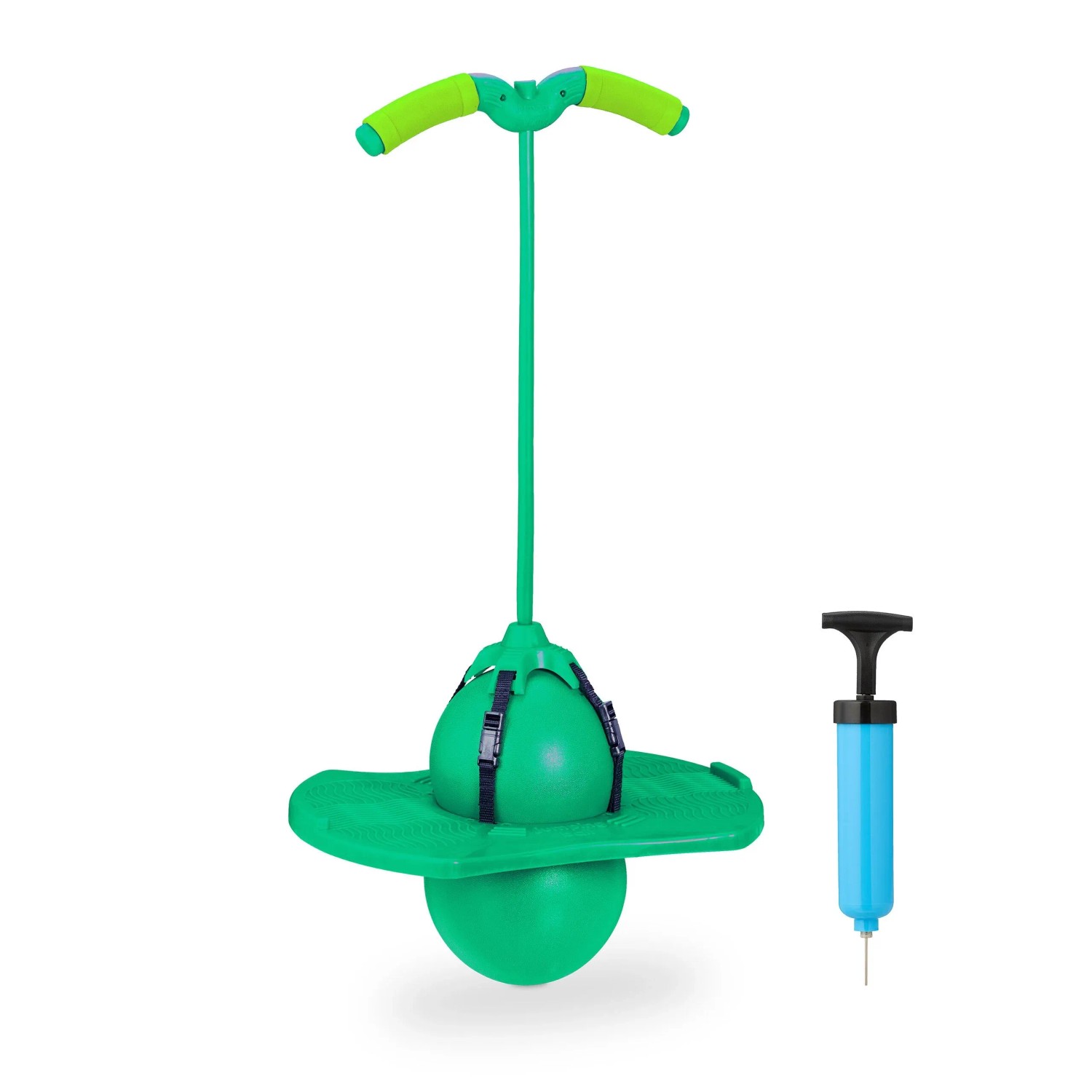 Relaxdays Pogo Ball Kunststoff Grün mit Griffen 74 cm x 39 cm x 29 cm 0,91 kg