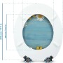 Sanfino WC-Sitz Daisies: Toilettendeckel aus Holz, Absenkautomatik, Gänseblümchen-Motiv, hellblau.