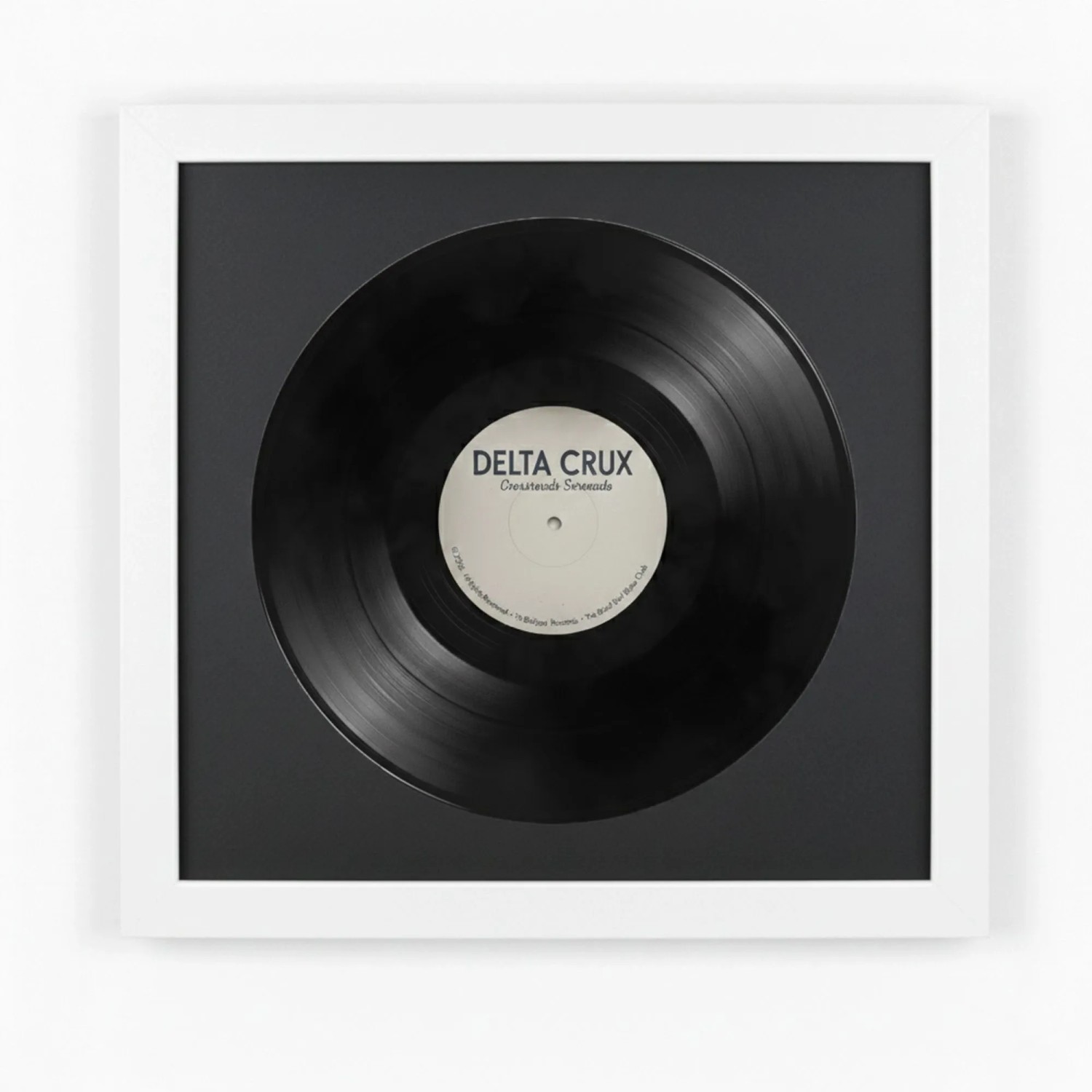 K-Möbel Schallplatten Rahmen Weiß 40x40cm mit Schwarzem Passepartout für die Vinyl