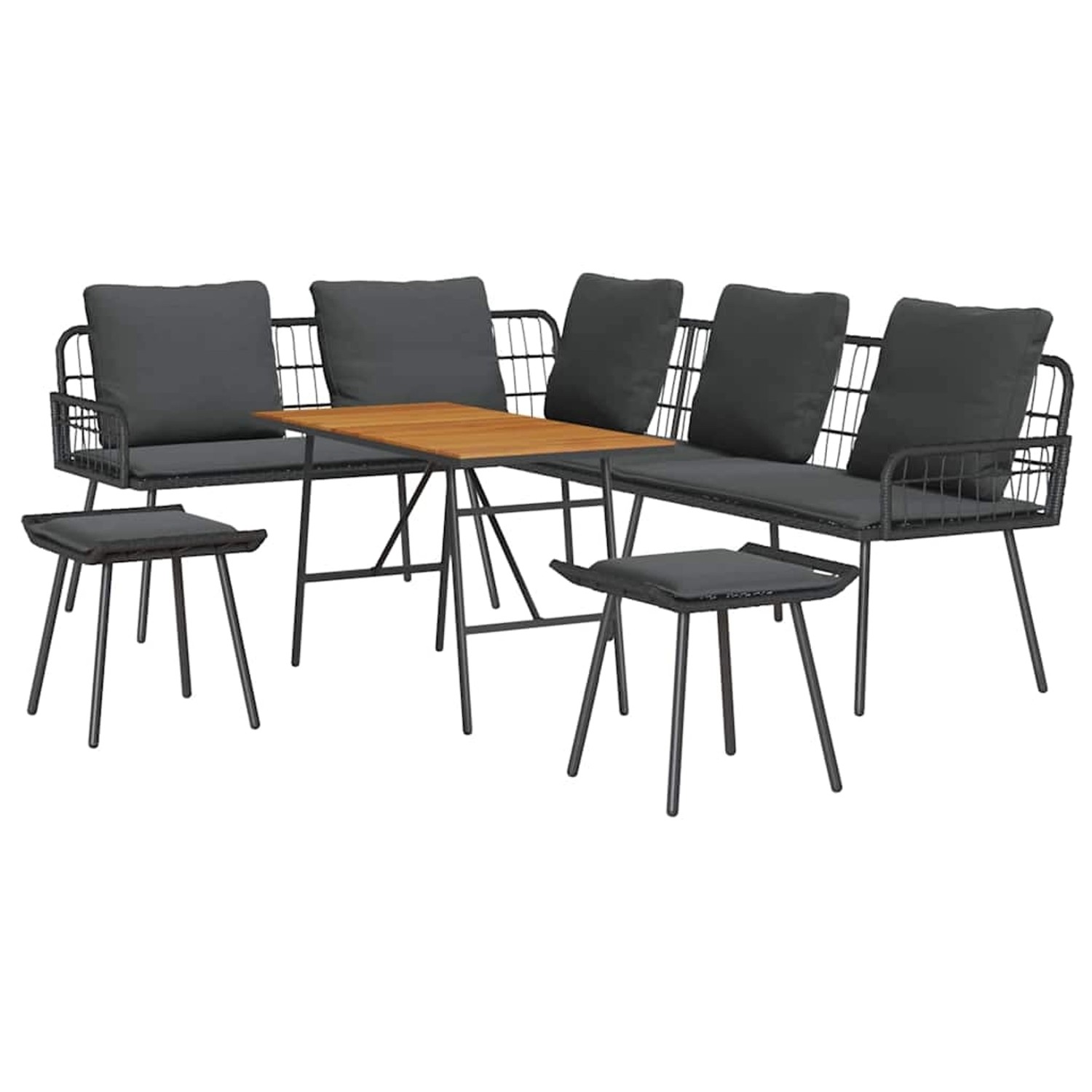 vidaXL Garten-Sofa-Set 4-Tlg Schwarz Poly Rattan 3328654 günstig online kaufen