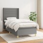 vidaXL Boxspringbett, dunkelgrau, 80x200 cm, Stoffbett mit Matratze und Kopfteil.