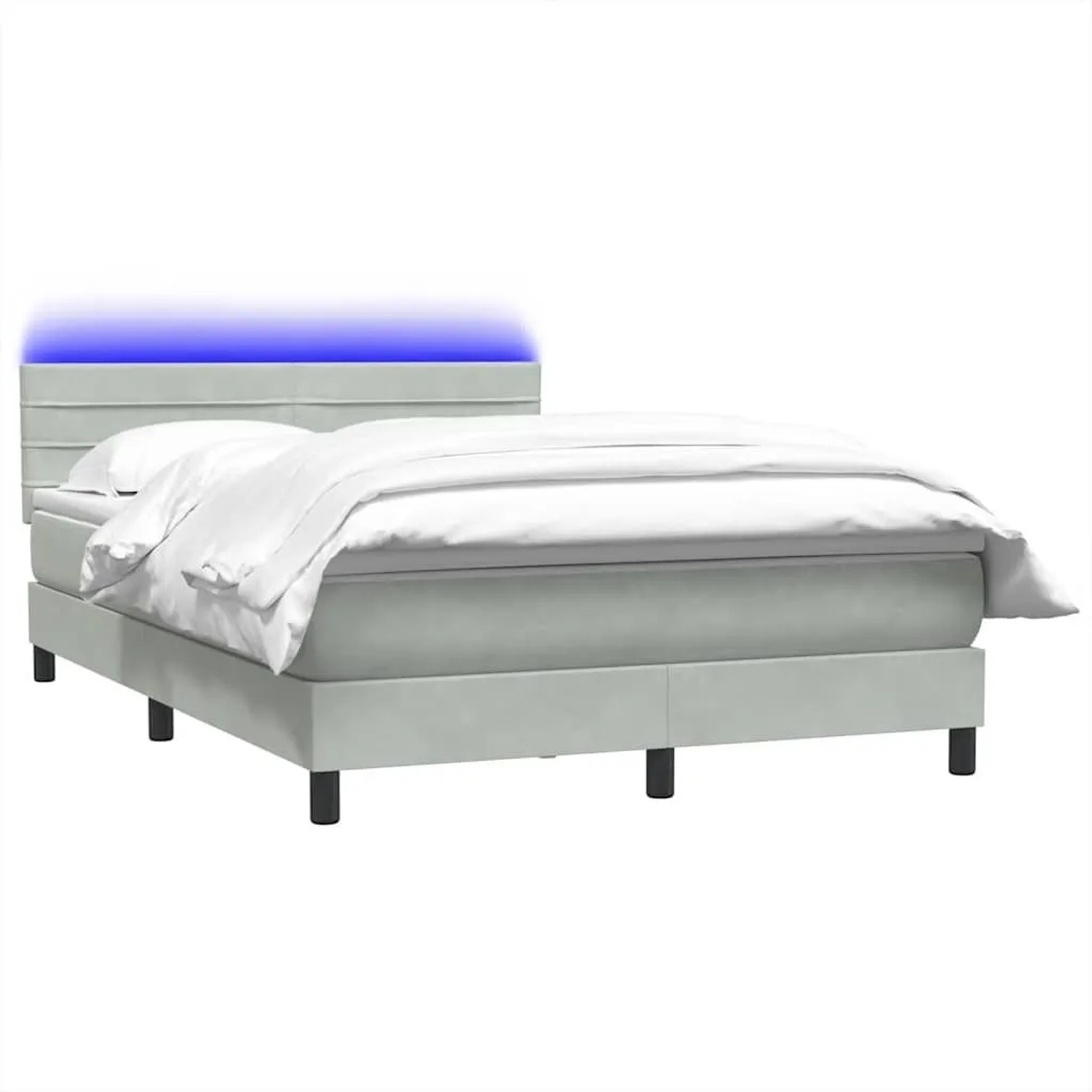 vidaXL Boxspringbett mit Matratze & LED Hellgrau 160x220 cm Samt 3317031 günstig online kaufen