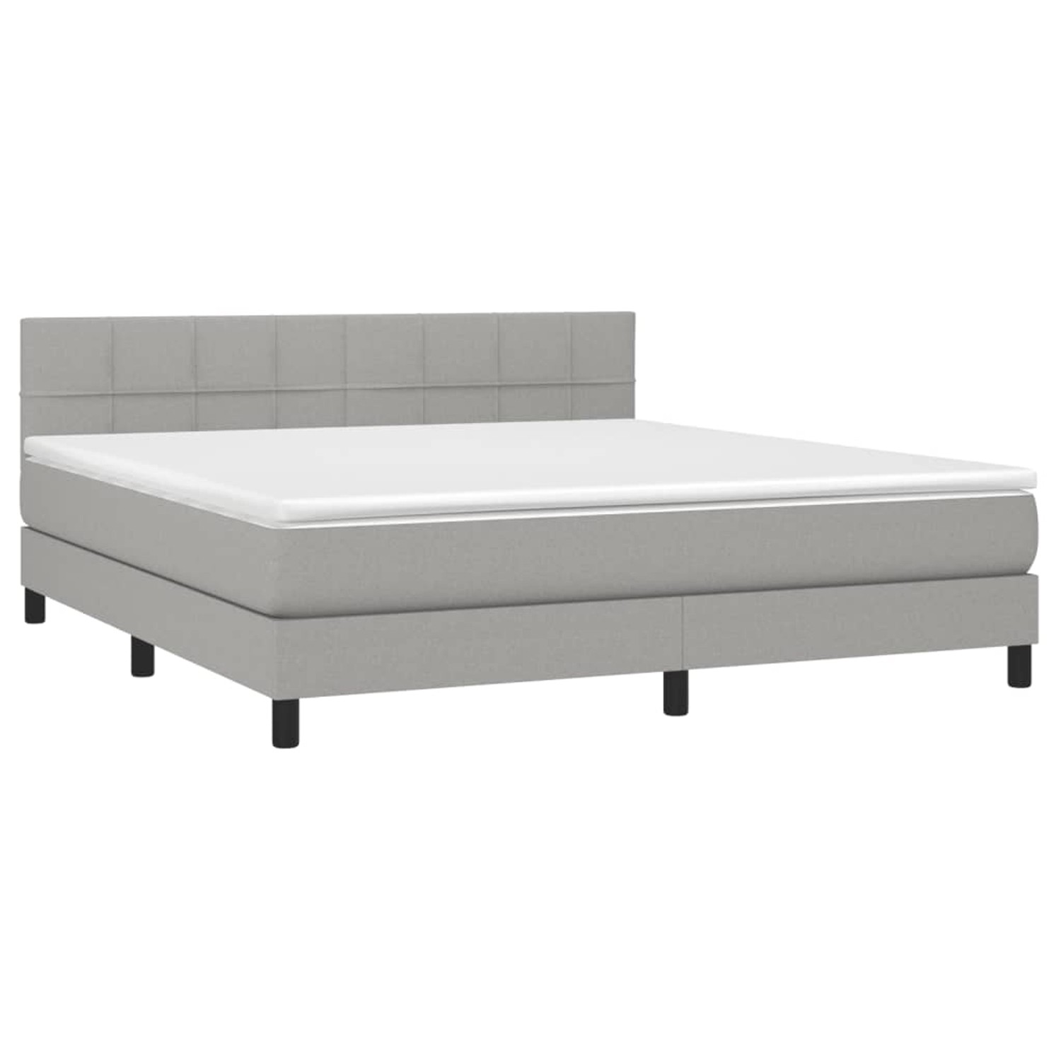 vidaXL Boxspringbett mit Matratze & LED Hellgrau 180x200 cm Stoff 3133173 günstig online kaufen