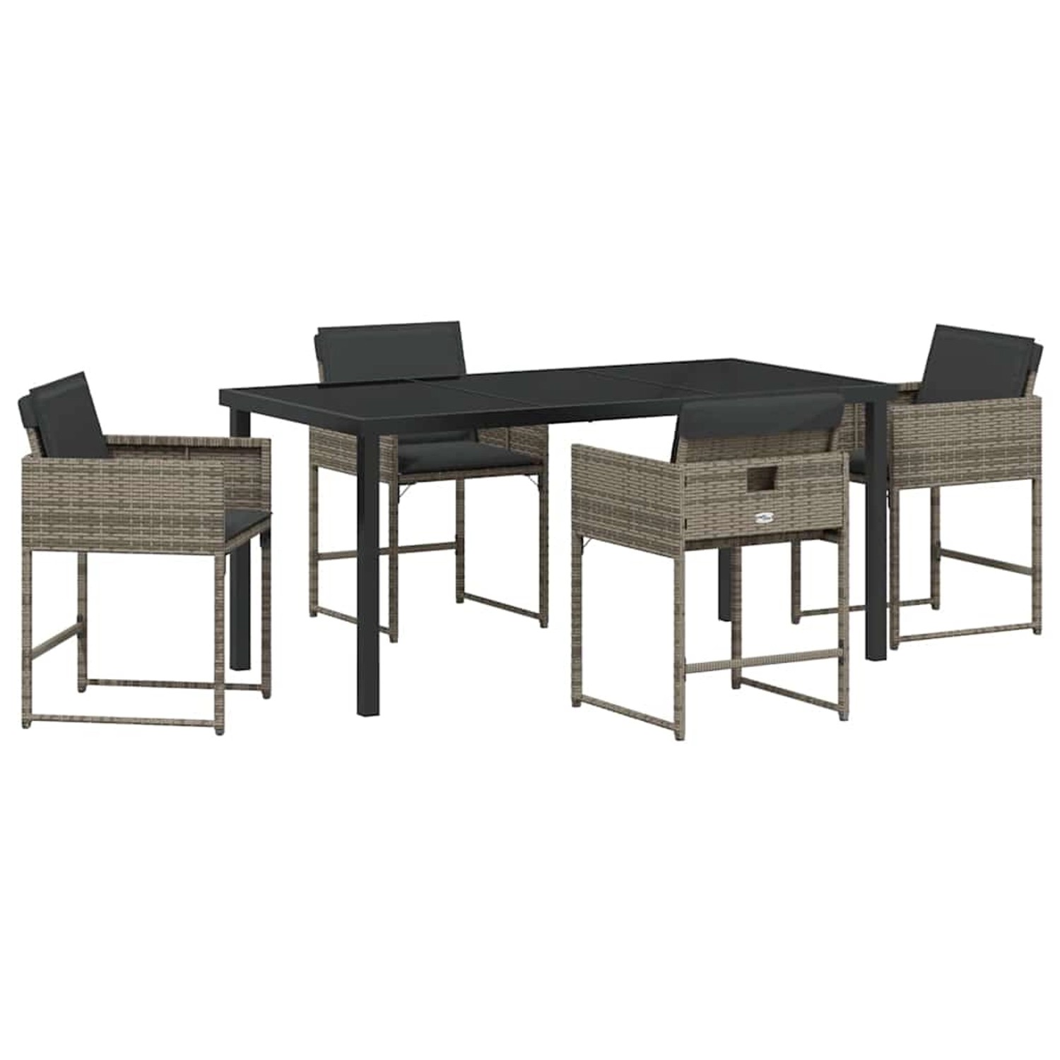 vidaXL Garten Essgruppe mit Kissen 5-Tlg Grau Poly Rattan 3380014 günstig online kaufen