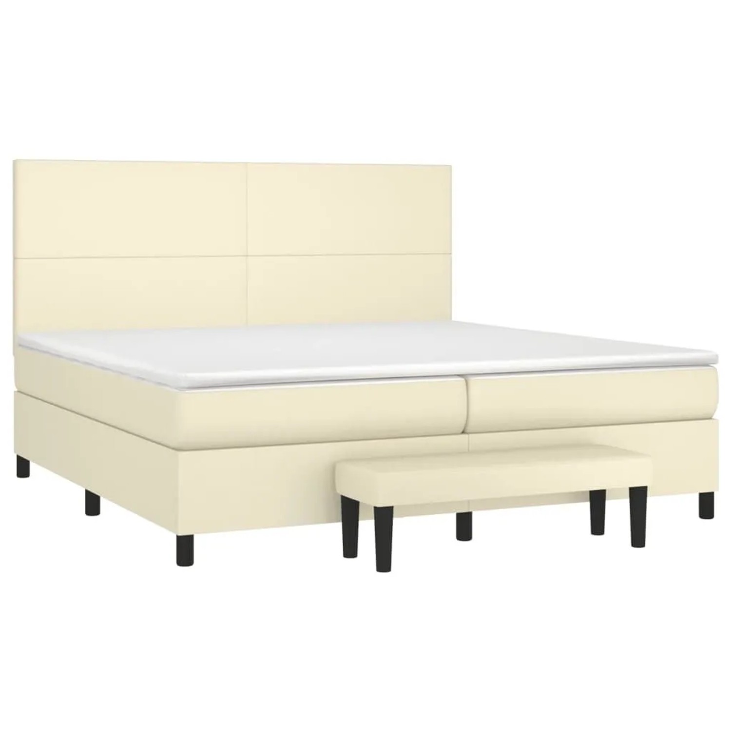 vidaXL Boxspringbett mit Matratze Creme 200x200 cm Kunstleder 3137565 günstig online kaufen