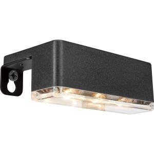 Schwarze LED Solar-Wandleuchte im 2er-Set, moderne Außenbeleuchtung.