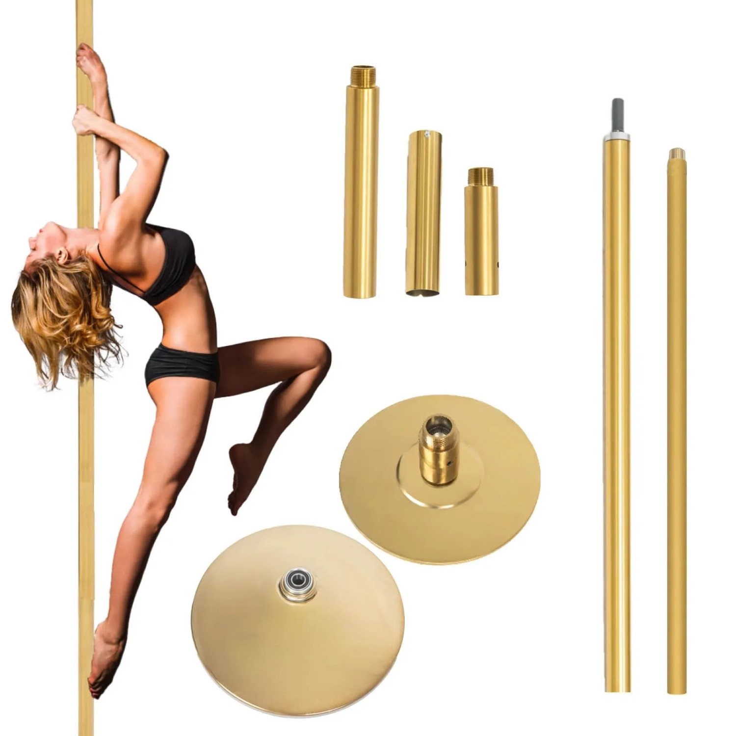 TRUTZHOLM Pole Dance Tanzstange Profi 231 bis 274 cm Durchmesser 45 mm Gold