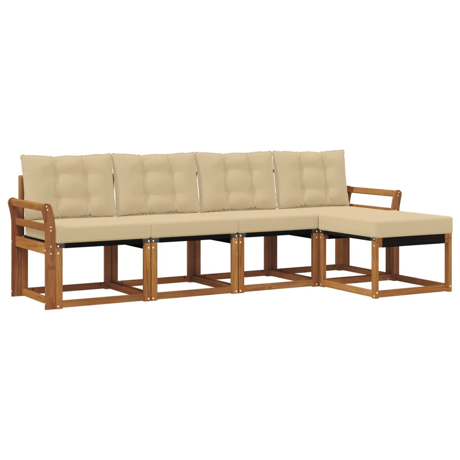 vidaXL Outdoor-Sofagarnitur mit Kissen 5-Tlg Natur und Beige 3368572