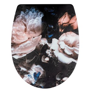 WC-Sitz Peony Duroplast mit floralem Relief-Muster für ein stilvolles Badezimmer.