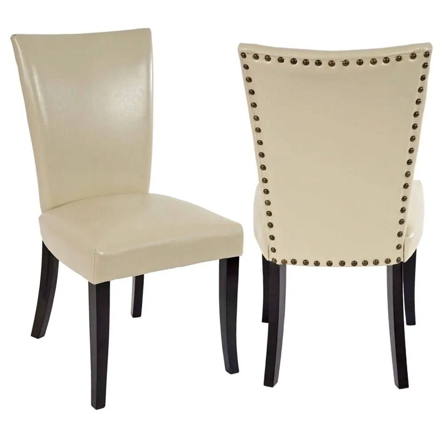 MCW Esszimmerstuhl Edinburgh 2er-Set Kunstleder Creme Dunkle Beine